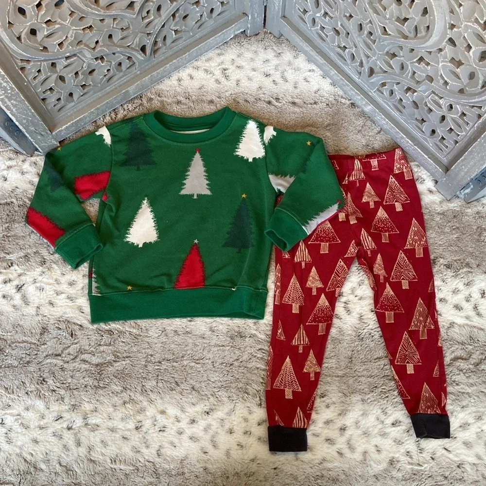 Burt’s Bees Baby set boys size 2T 3T Christmas tree holiday party Kidcore winter